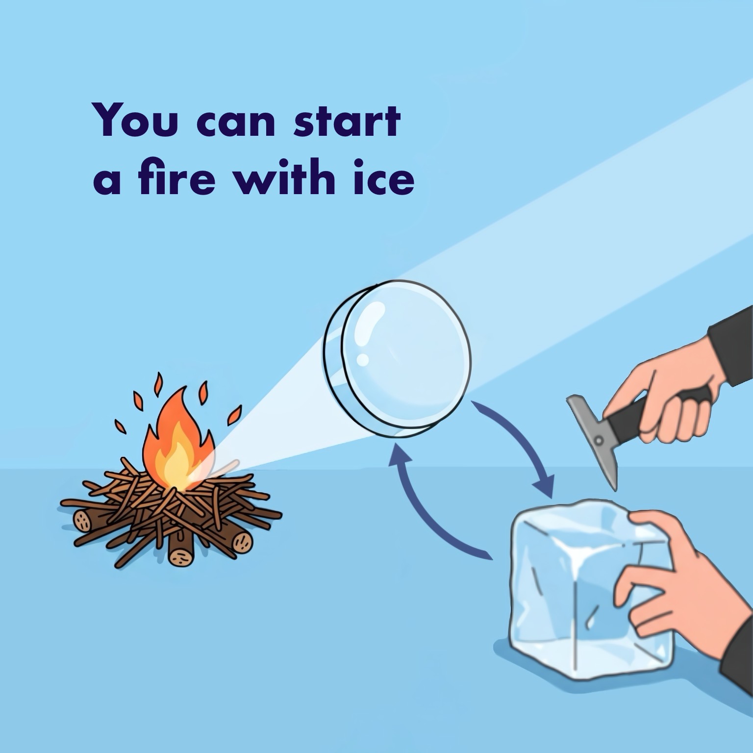 photo of You Can Actually Start a Fire With Ice-survival hack explained